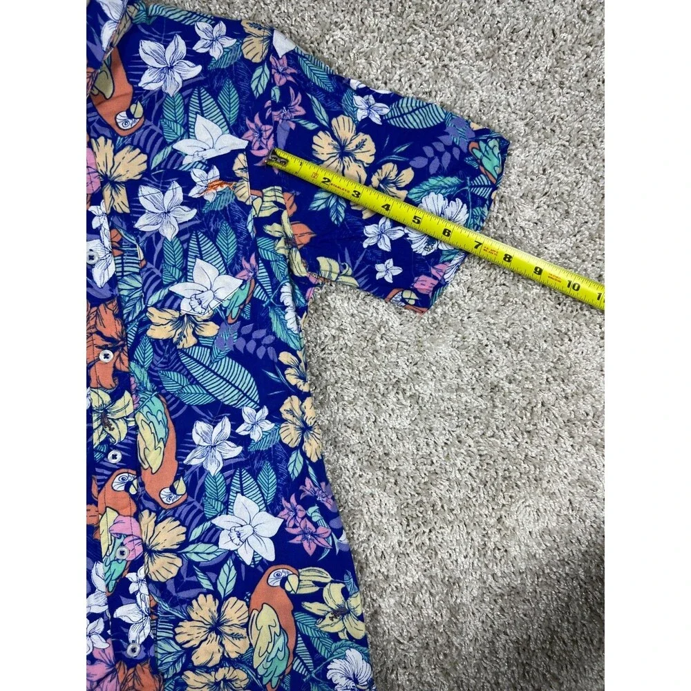 Tommy Bahama Kids Hawaiian Shirt Parrot Floral Blue Youth 14 16